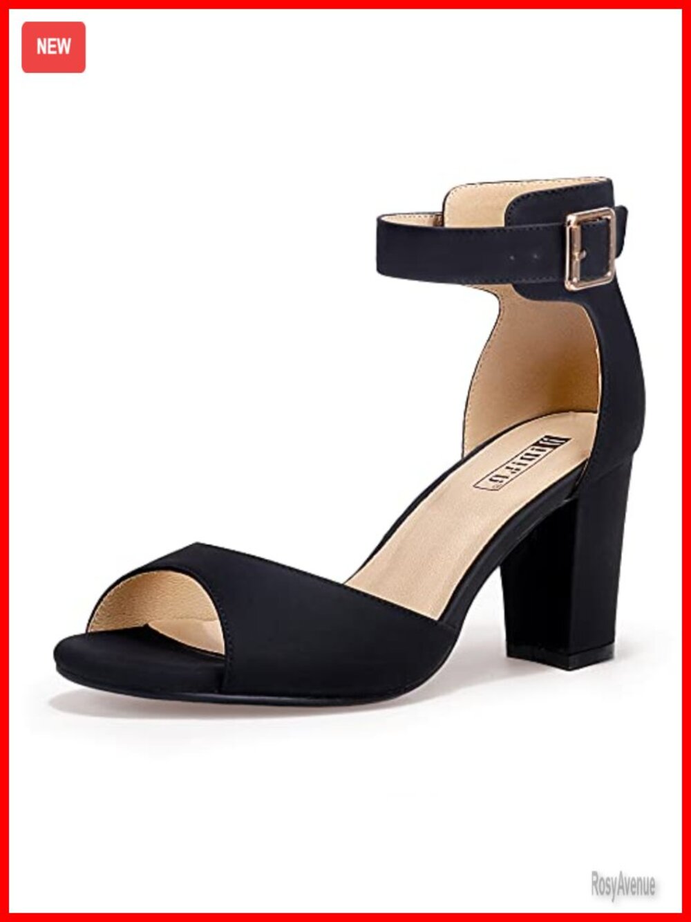 Women's Peep Toe Low Block Heels Sandals Ankle Strap Comfy Chunky Dress Shoes